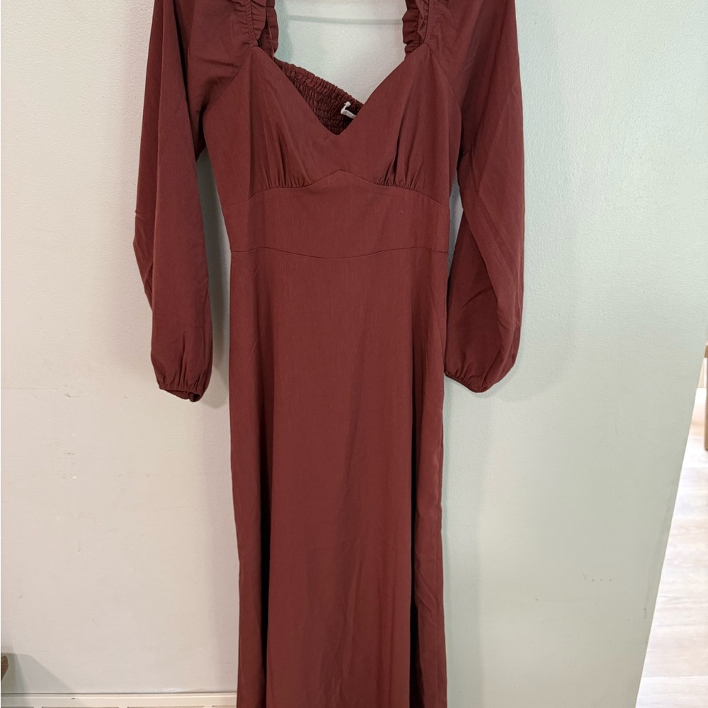 Lush Long Sleeve Rust Colored Dress